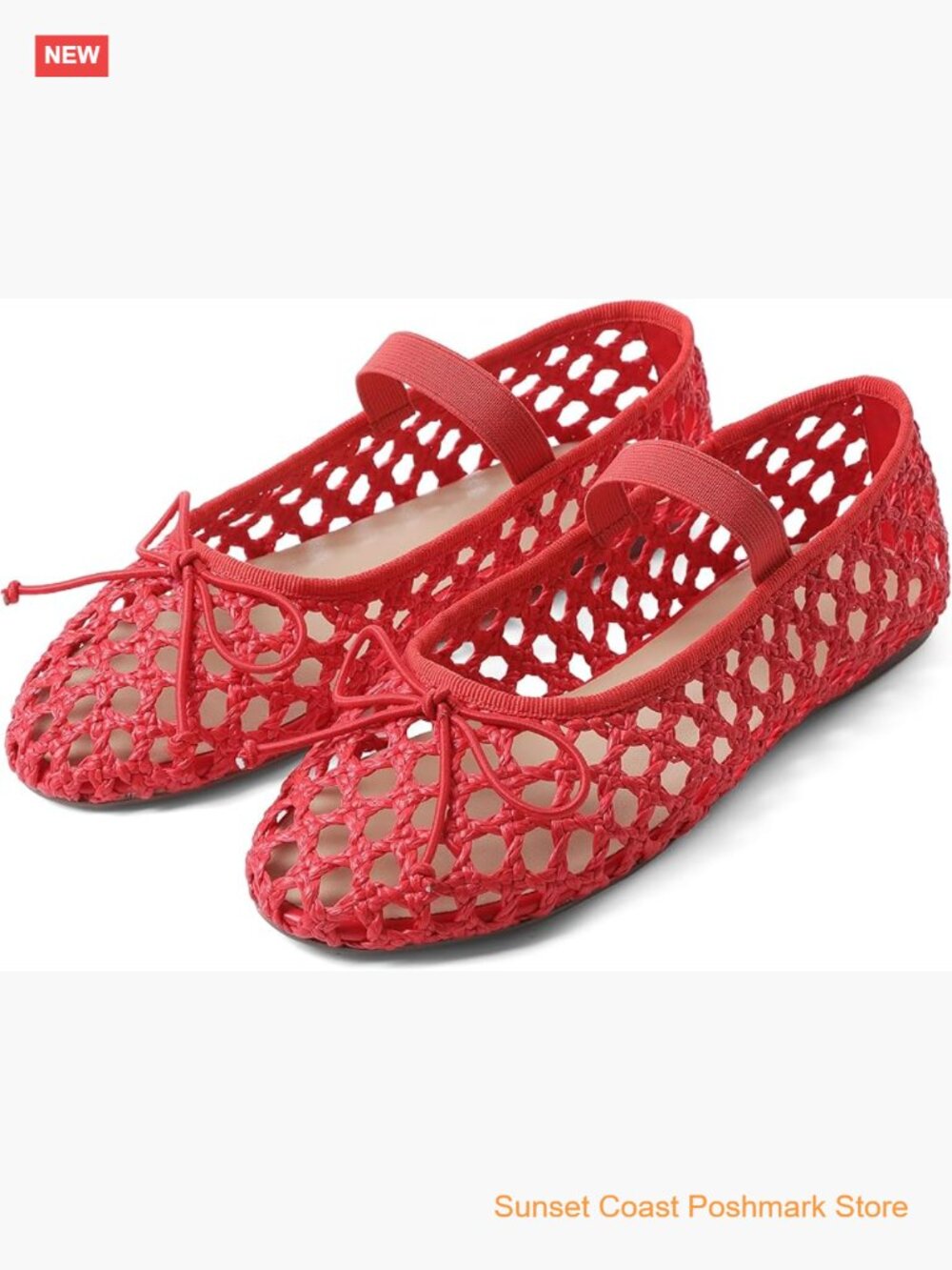 Woven Ballet Flat Shoes Round Toe Mary Janes Elastic Band Dressy Comfortable